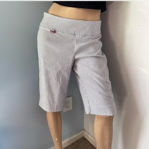 Peck & Peck Women's Pinstriped Bermudas - Gray